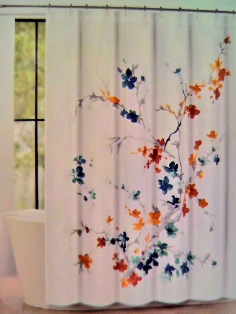 Tahari Multi Color Floral Fabric Shower Curtain 72 x 72 Brand New